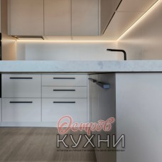 Кухня П образная с барной стойкой пластик BAR 1074