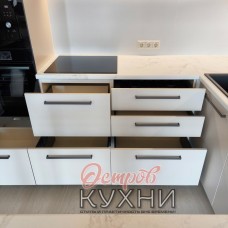 Кухня П образная с барной стойкой пластик BAR 1074