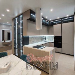 Кухня двухуровневая угловая с барной стойкой BAR 1075