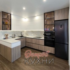 Кухня двухуровневая МДФ ПВХ COR 1002