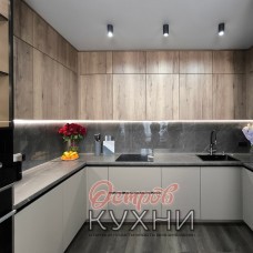 Кухня двухуровневая угловая МДФ пластик COR 1053