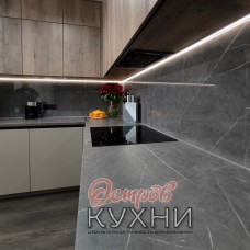 Кухня двухуровневая угловая МДФ пластик COR 1053